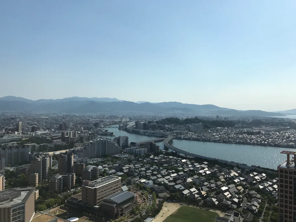 Fukuoka spread along the Muromi river, seen from Fukuoka Tower.