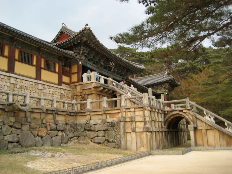 The stone terracing and halls of Bulguksa on Tohamsan, Gyeongju.