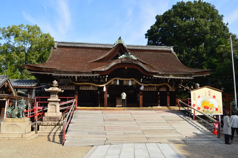 The worship hall of Domyoji Tenmangu in Fujiidera.