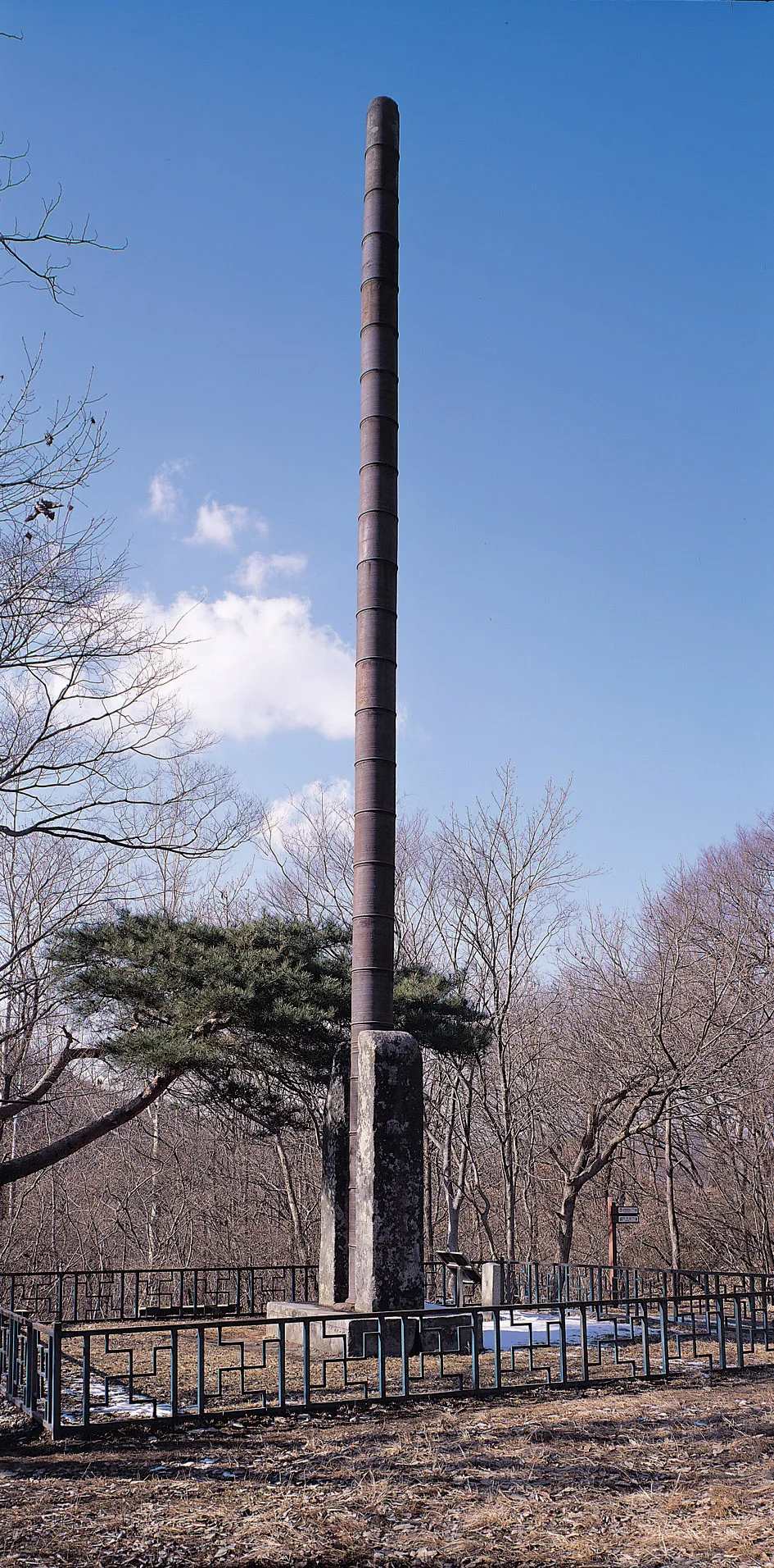 The iron flagpole of Gapsa on Gyeryongsan, Gongju, a designated Treasure.