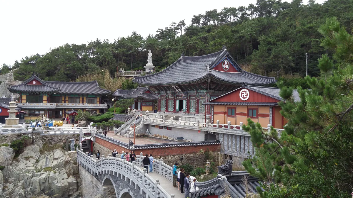 Haedong Yonggungsa on the rocky shore at Gijang, Busan.