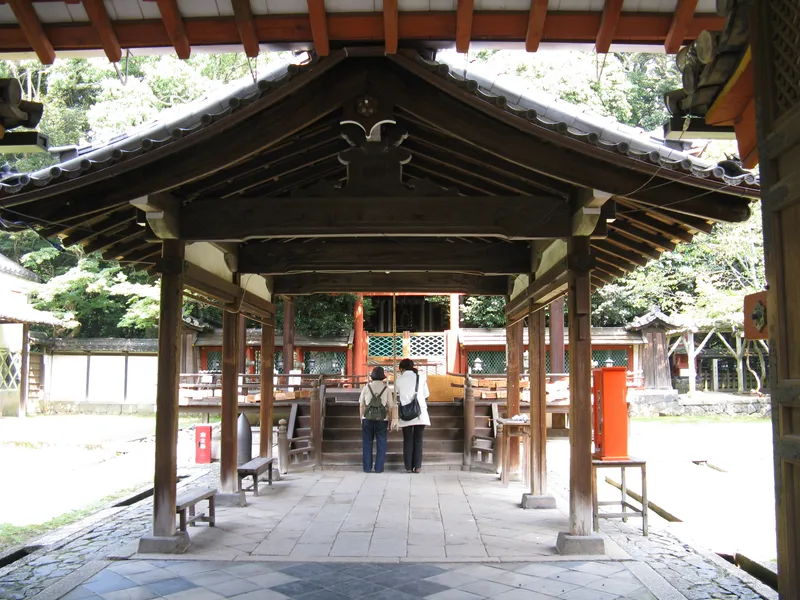The worship hall of Himuro Shrine in Nara.