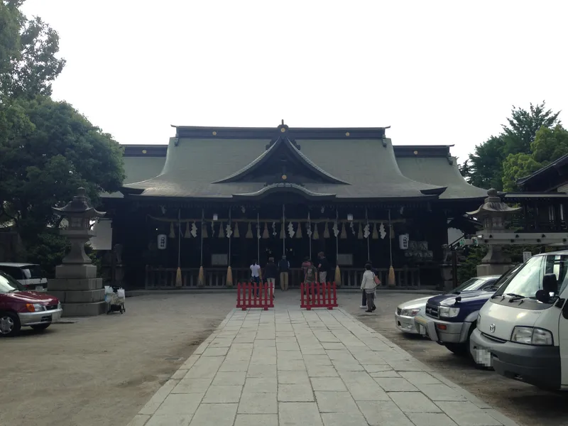 The worship hall of Yasaka Shrine inside Kokura Castle.