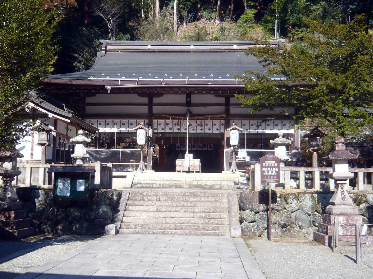 The worship hall of Niukawakami Shrine, Middle Shrine, in Higashiyoshino.