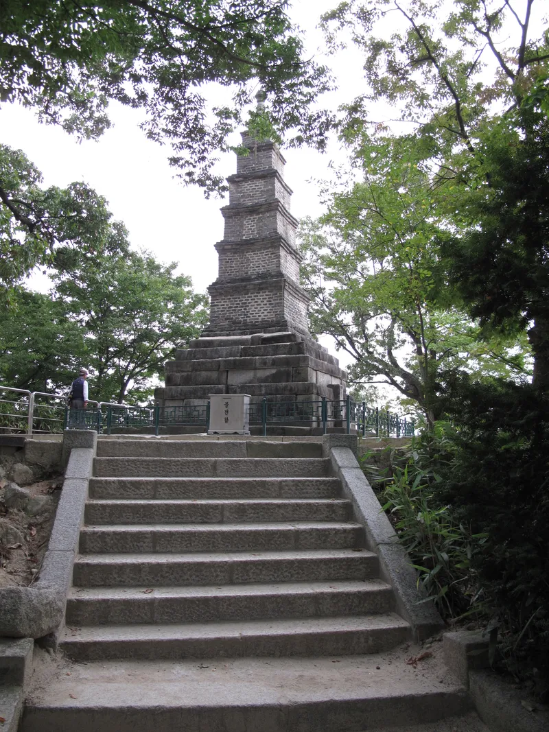 The multi-storey brick pagoda of Silleuksa in Yeoju.