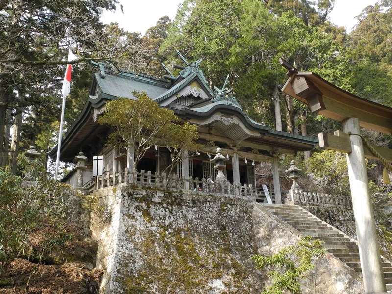 Tamaki Shrine near the summit of Mount Tamaki in Totsukawa.