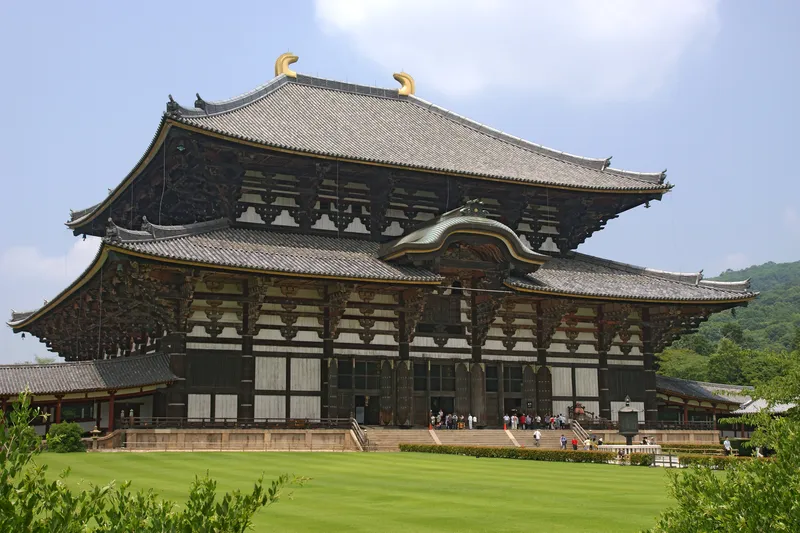 The Daibutsuden of Todaiji, the great hall that houses the Vairocana Buddha, seen across its forecourt.